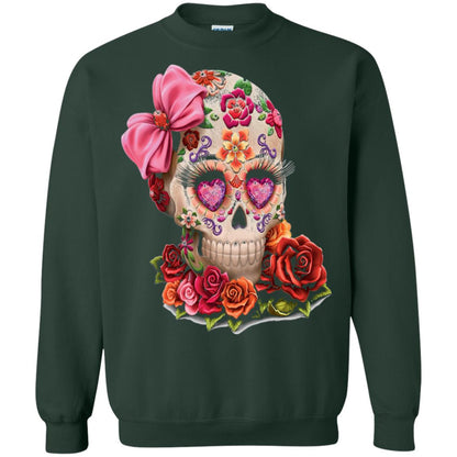 Cinco De Mayo Skull Women Flower Shirt Forest Green