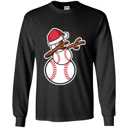 Christmas T-shirt Dabbing Snowman Baseball Black