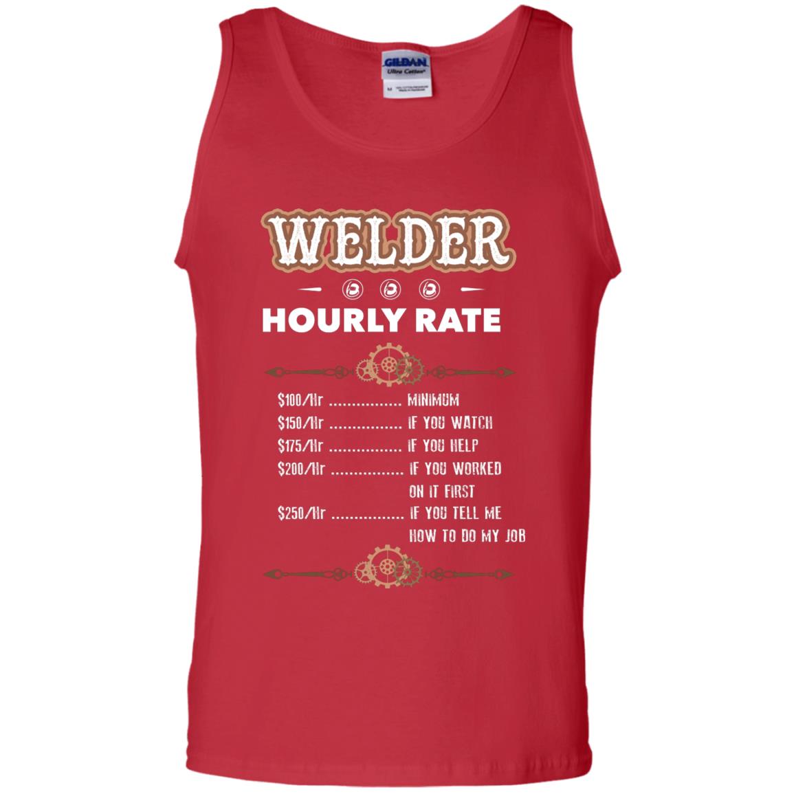 Welder Hourly Rate Shirt For Mens Or Womens Red
