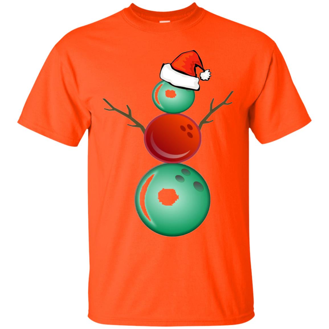 Funny Christmas Shirts Bowling Snowman Orange