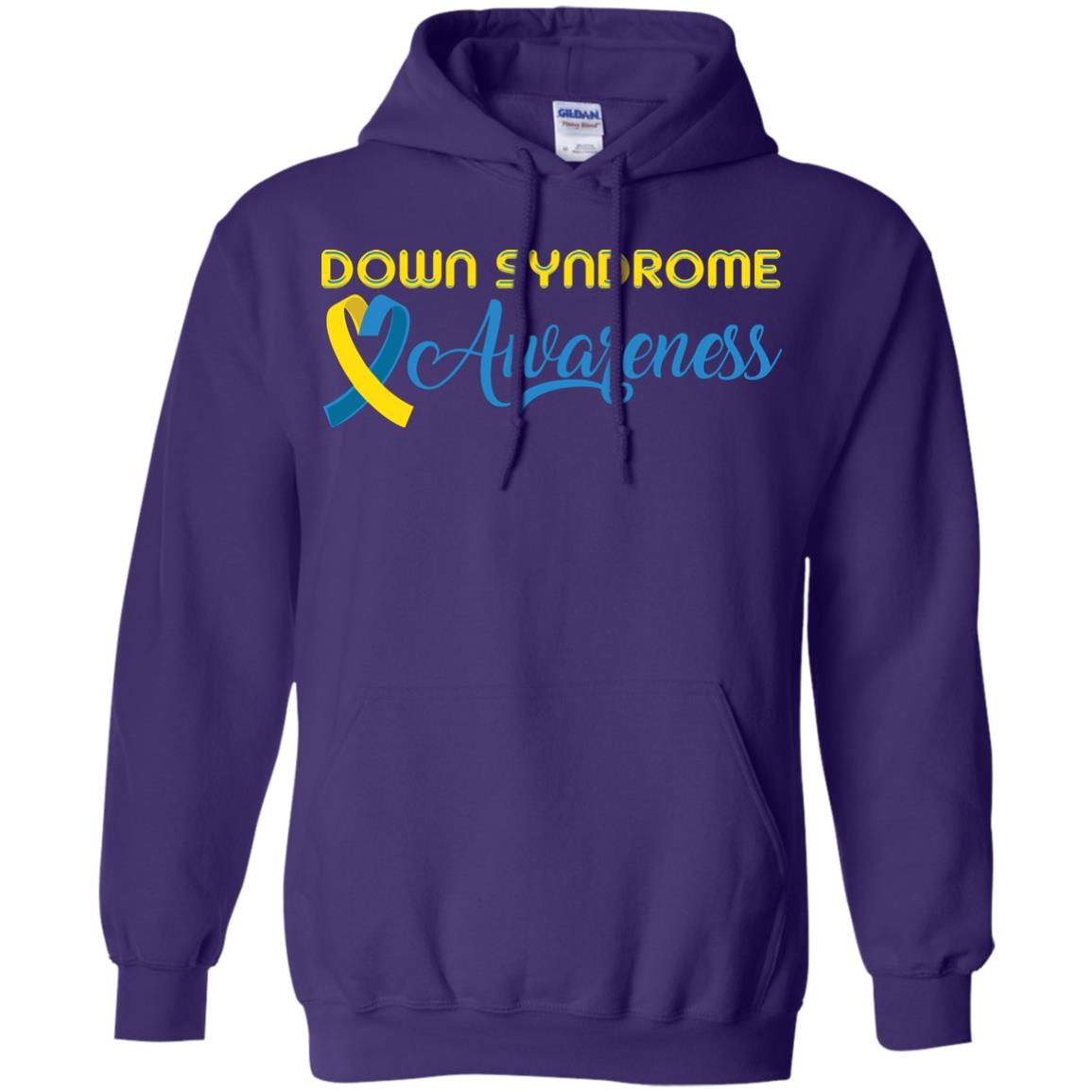 Yellow And Blue Ribbons Down Syndrome Awareness T-shirt Purple
