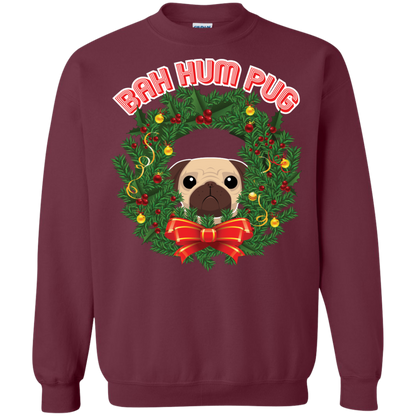 Christmas T-Shirt Bah Hum Pug Maroon