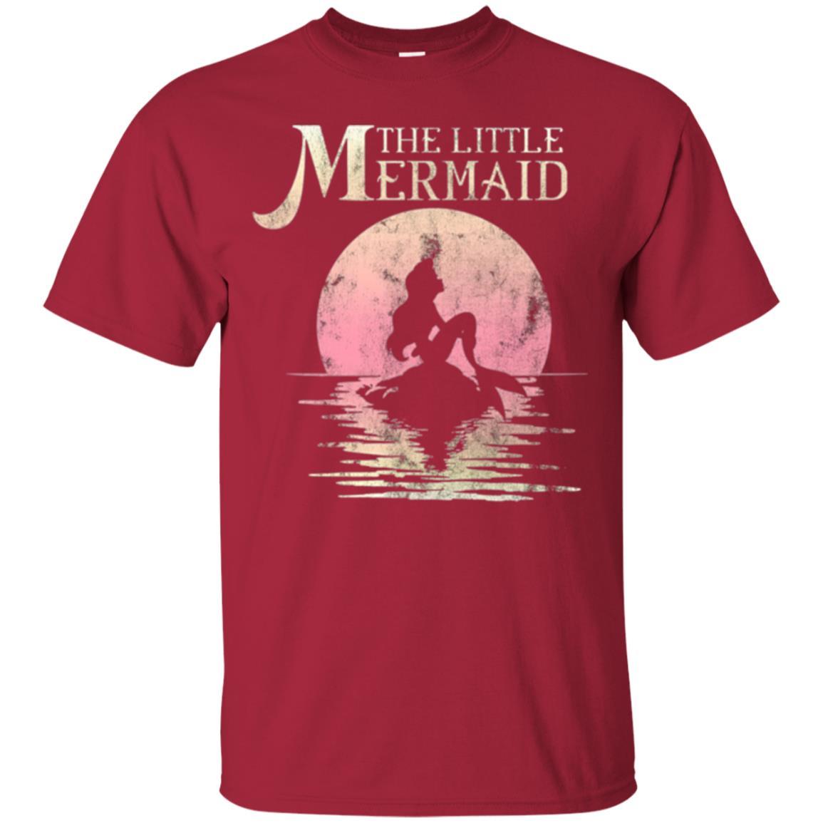 Cartoon T-shirt The Little Mermaid Ariel Rock Moon Silhouette Cardinal