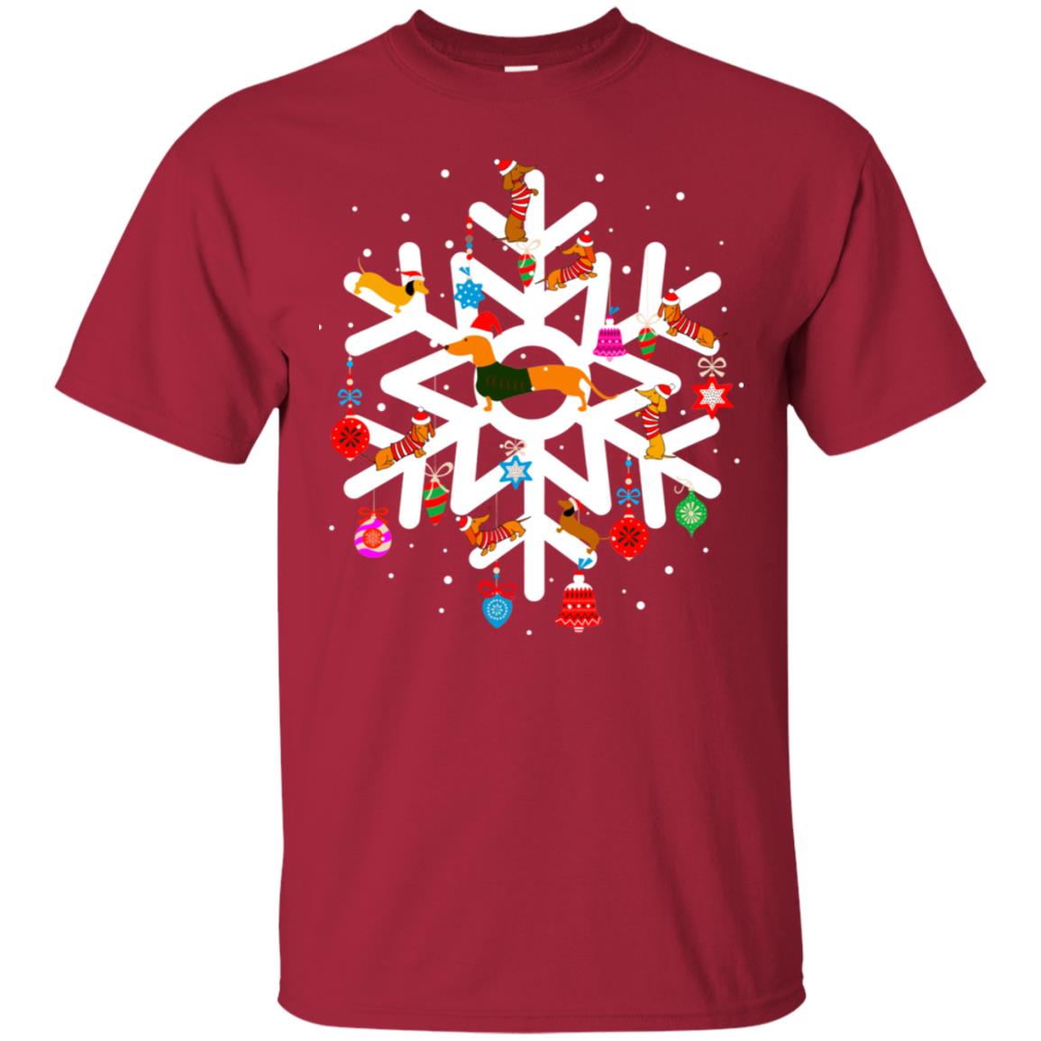 Winter Snow Flower Decorating Bauble And Dachshund X-mas Gift Shirt Cardinal