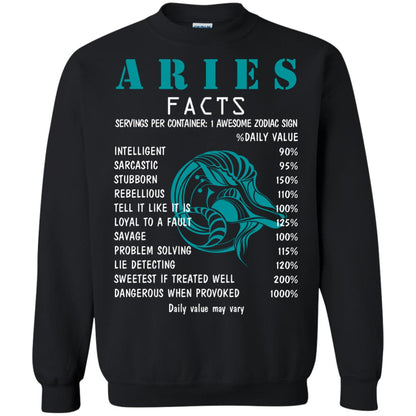 Aries Facts 1 Awesome Zodiac Sign Gift Shirt For Aries Horoscope Black