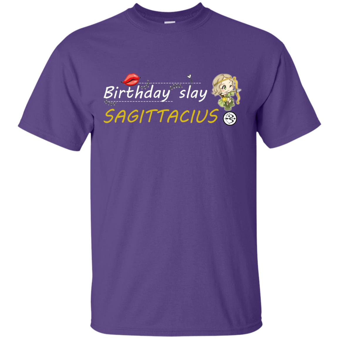 Cute Sagittarius Girl Birthday Lip Slay T-shirt Purple