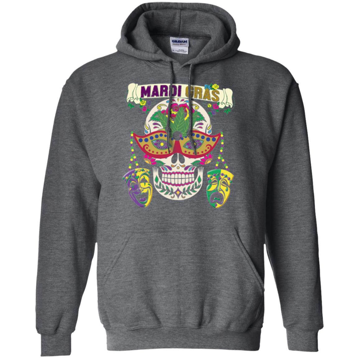 Mardi Gras Skull T-shirt Dark Heather