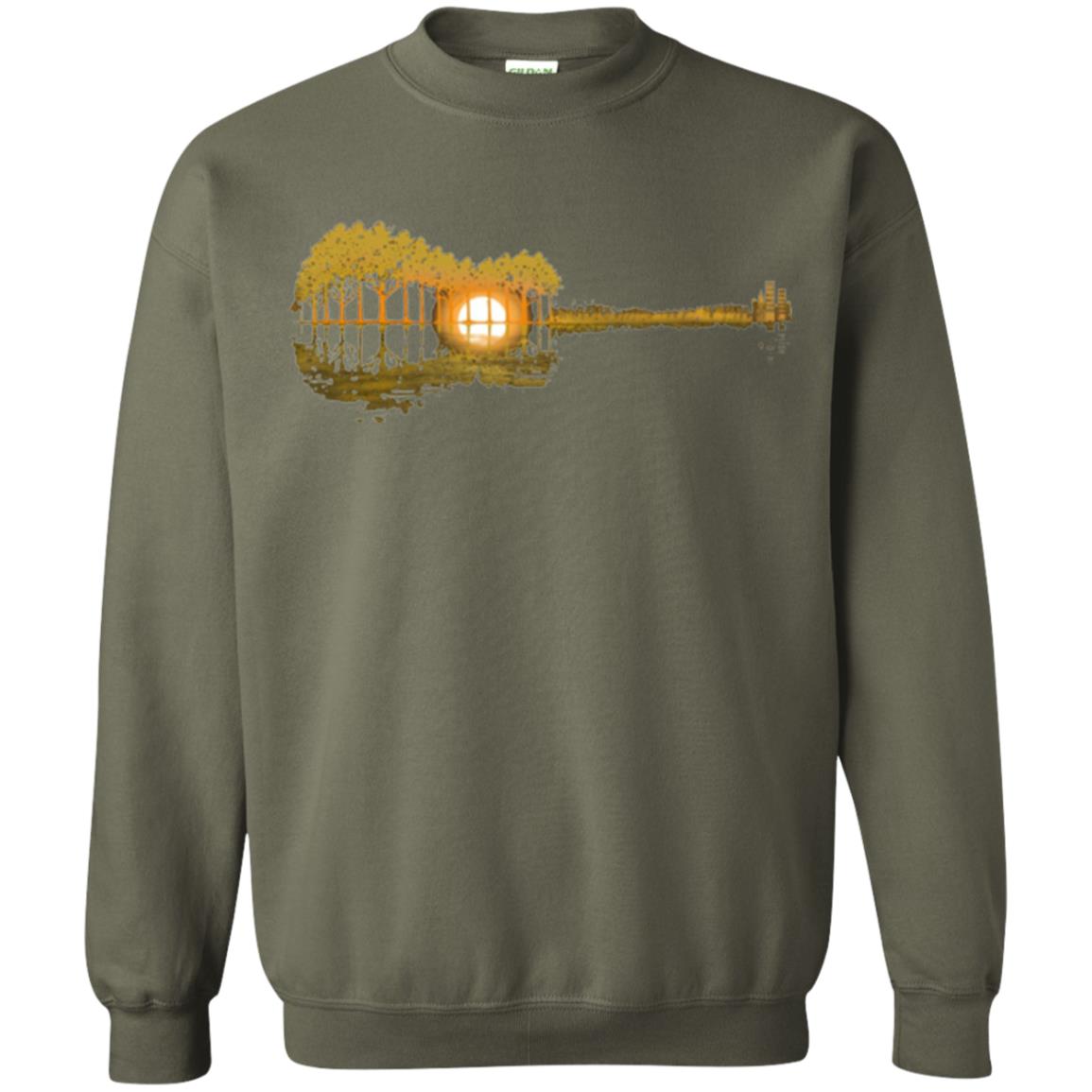 Guitar Lovers T-shirt Guitar Lake Shadow Military Green