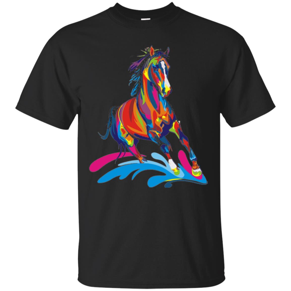 Horse Lovers T-shirts Colorful Horse Black