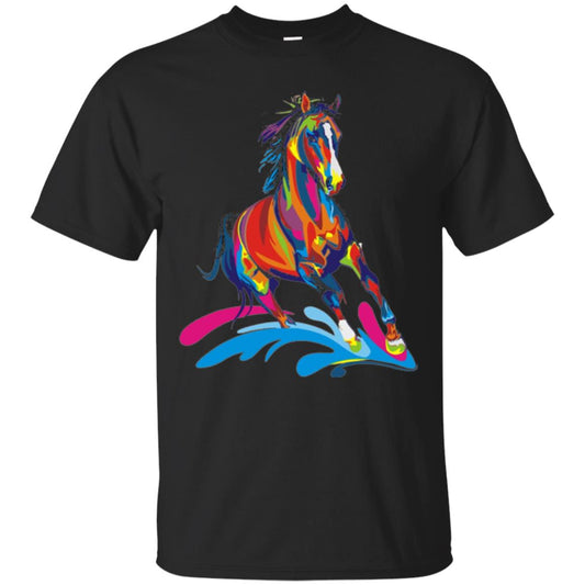 Horse Lovers T-shirts Colorful Horse Black