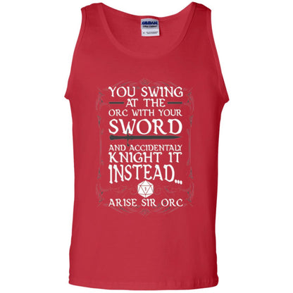 You Swing At The Orc With Your Sword And Accidentaly Knight It Instead Arise Sir Orc T-shirt Red