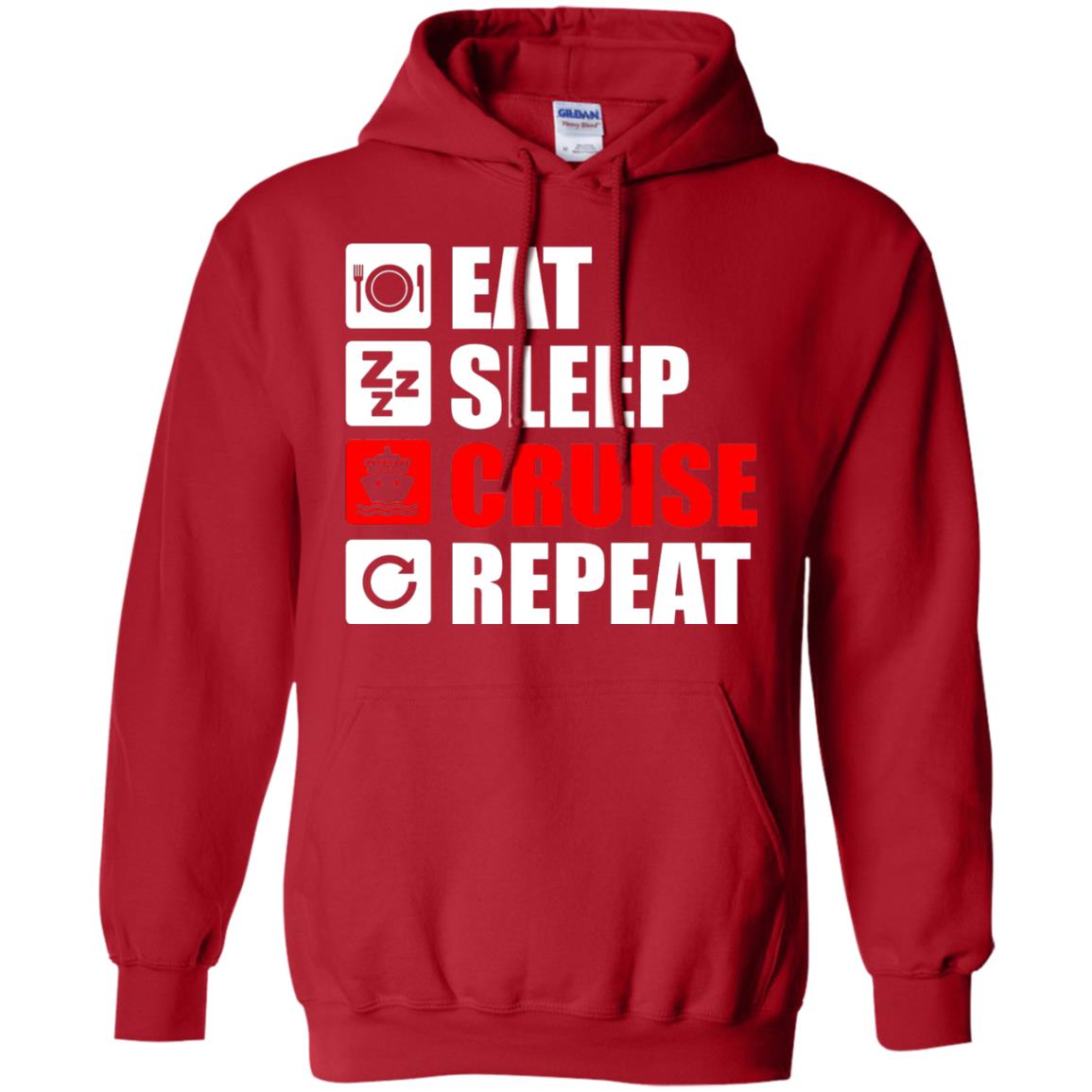 Eat Sleep Cruise Repeat Summer Vacation T-shirt Red