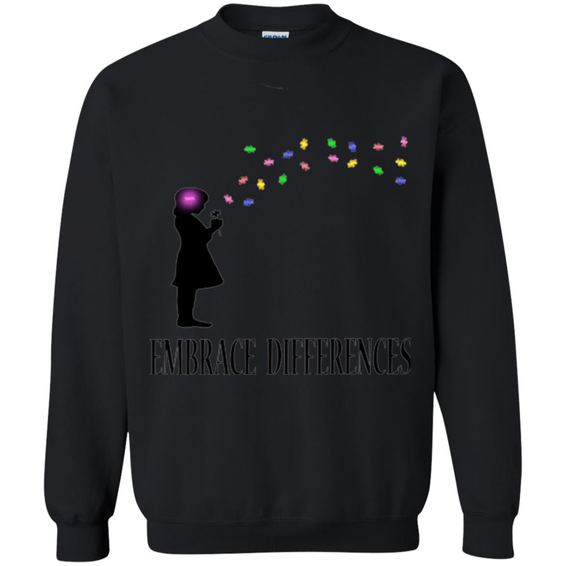Autism Awareness T-shirt Embrace Differences T-shirt Black