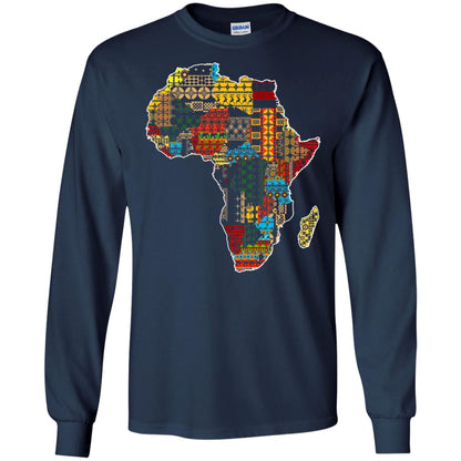 African Pride Traditional Ethnic Pattern Africa Map Shirt Navy
