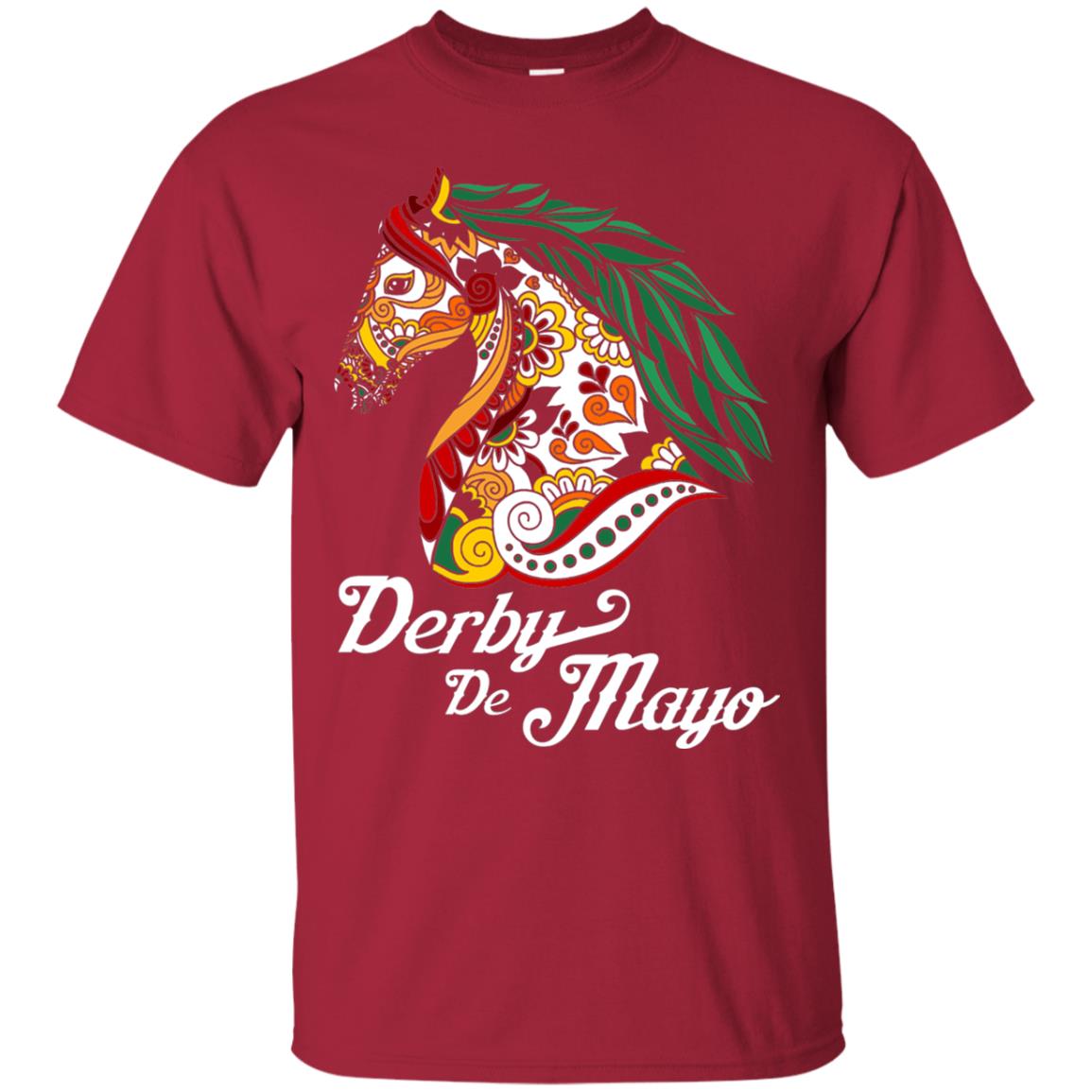 Derby Cinco De Mayo Floral Horse Race T-shirt Cardinal