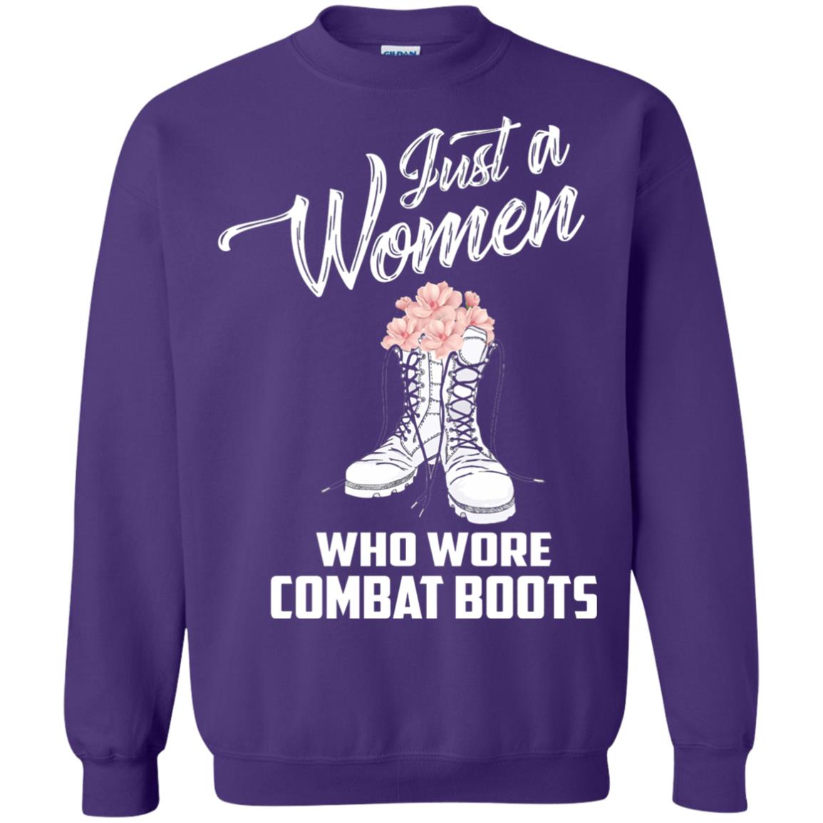 Just A Woman Who Wore Combat Boots Female Veteran T-shirt Purple