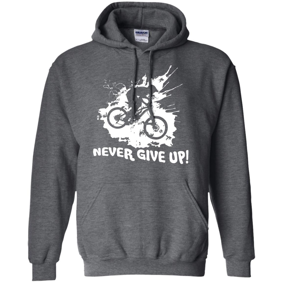 Biker T-shirt Never Give Up Dark Heather
