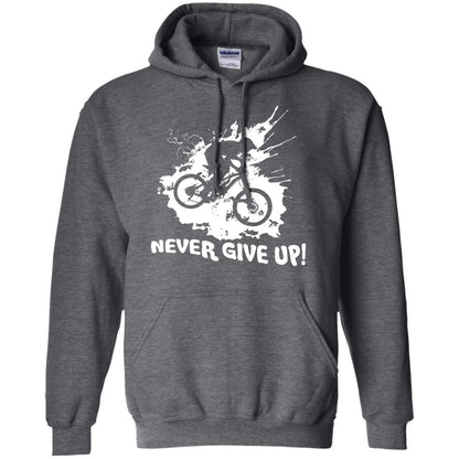 Biker T-shirt Never Give Up Dark Heather