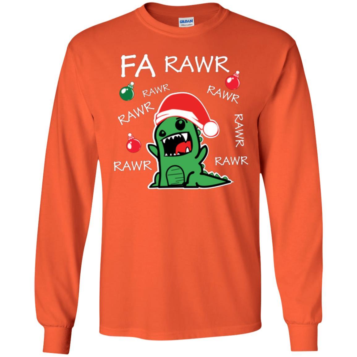Christmas T-shirt Dinosaur Fa Rawr Orange