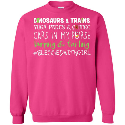 Dinosaurs And Trains Yoga Pants Coffee Cars In My Purse Buring Farting Mom Of Girls Shirt Heliconia