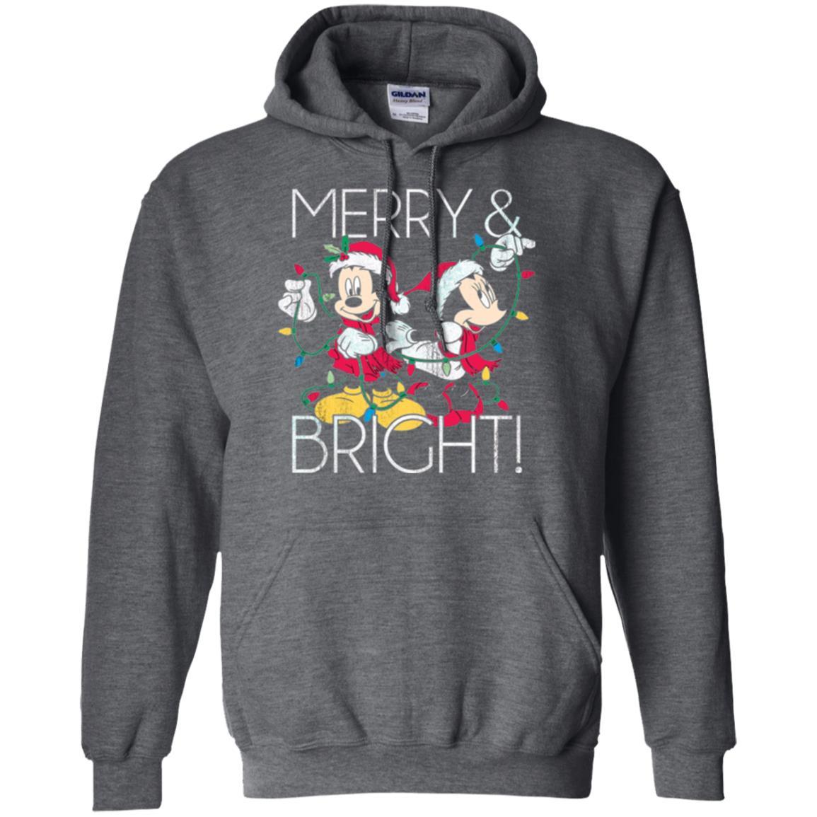 Disney Mickey Mouse T-shirt Merry And Bright Christmas Dark Heather