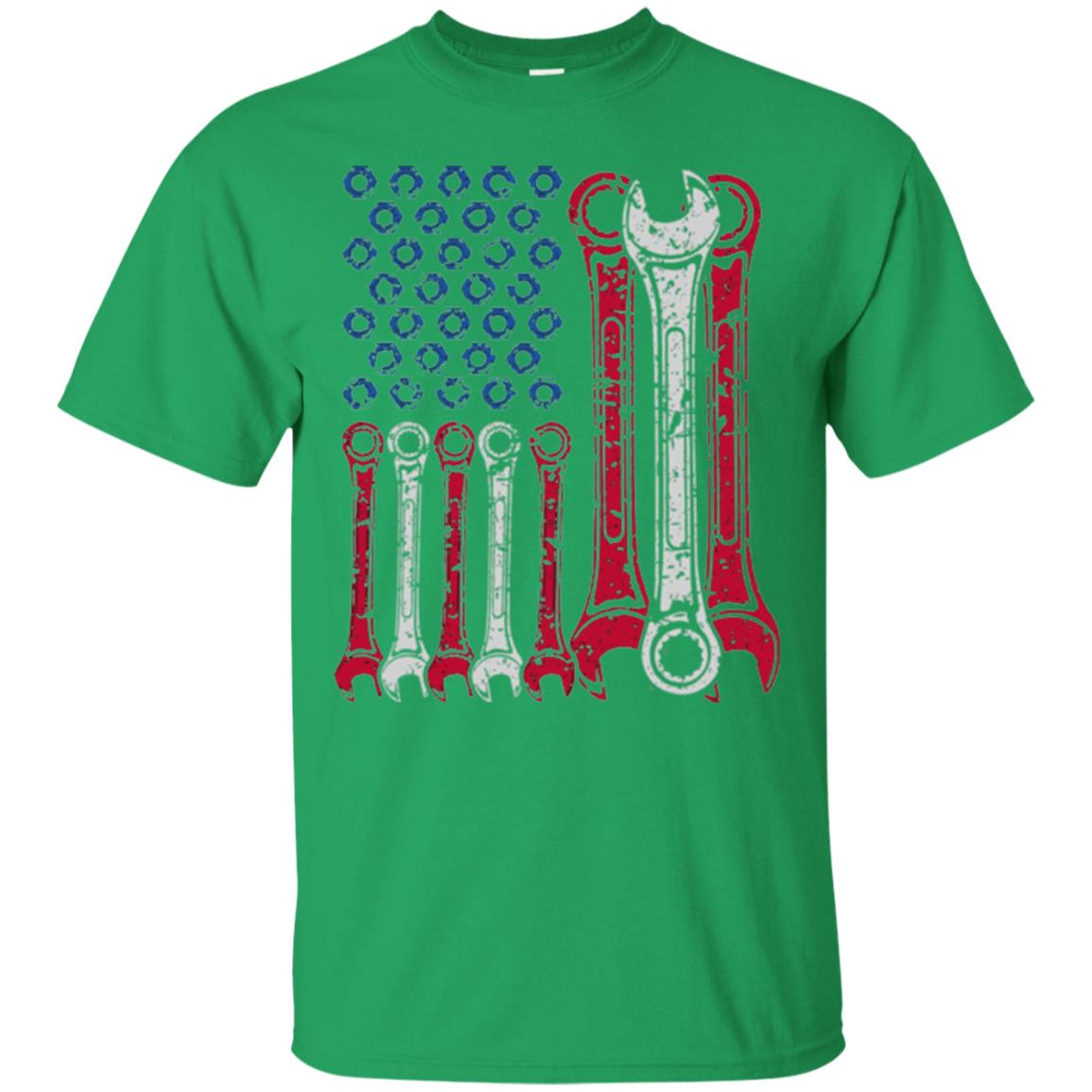 Mechanic T-shirt Usa Red White Blue American Flag Irish Green