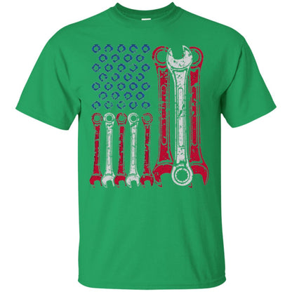 Mechanic T-shirt Usa Red White Blue American Flag Irish Green