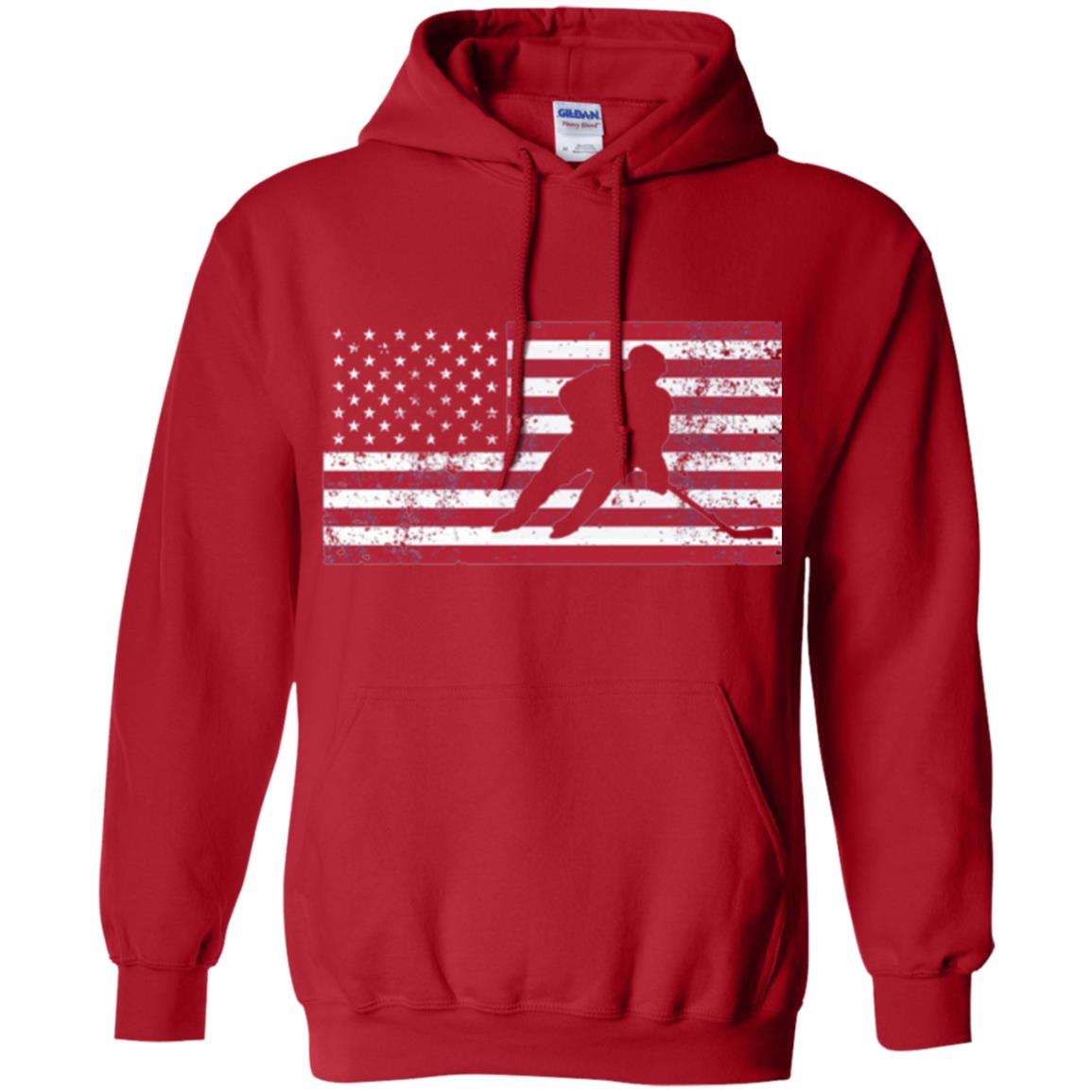 Hockey T-shirt American Flag Usa Patriotic Ice Skating Red