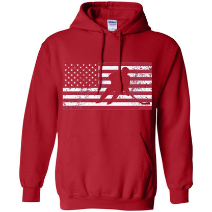 Hockey T-shirt American Flag Usa Patriotic Ice Skating Red