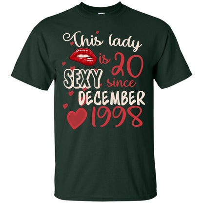 This Lady Is 20 Sexy Since December 1998 20th Birthday Shirt For December Womens Forest