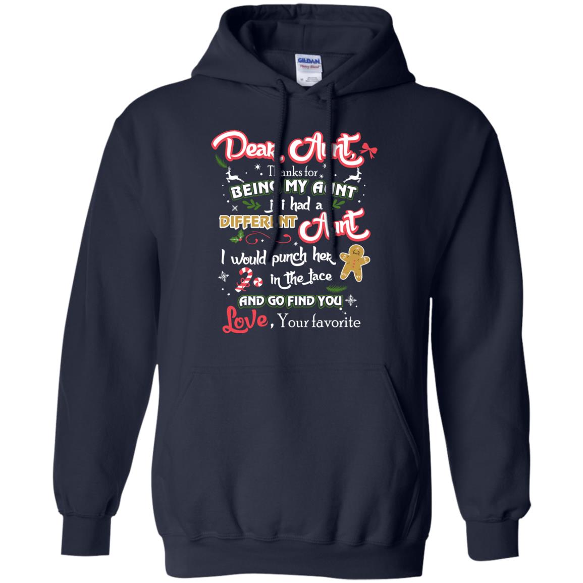 Dear Aunt Thank For Being My Aunt Christmas Holiday T-shirt Navy