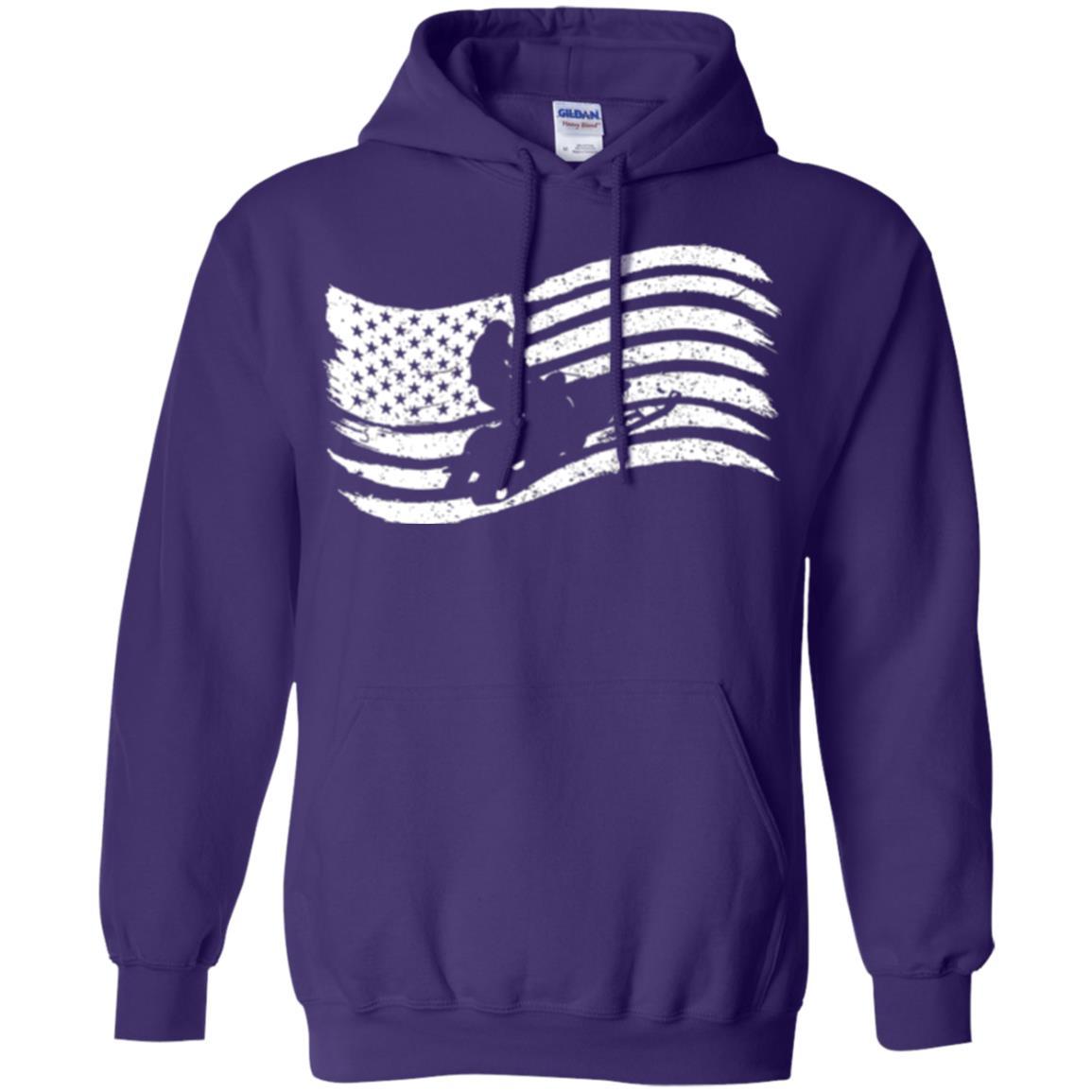 Snowmobile Rider T-shirt American Flag Purple