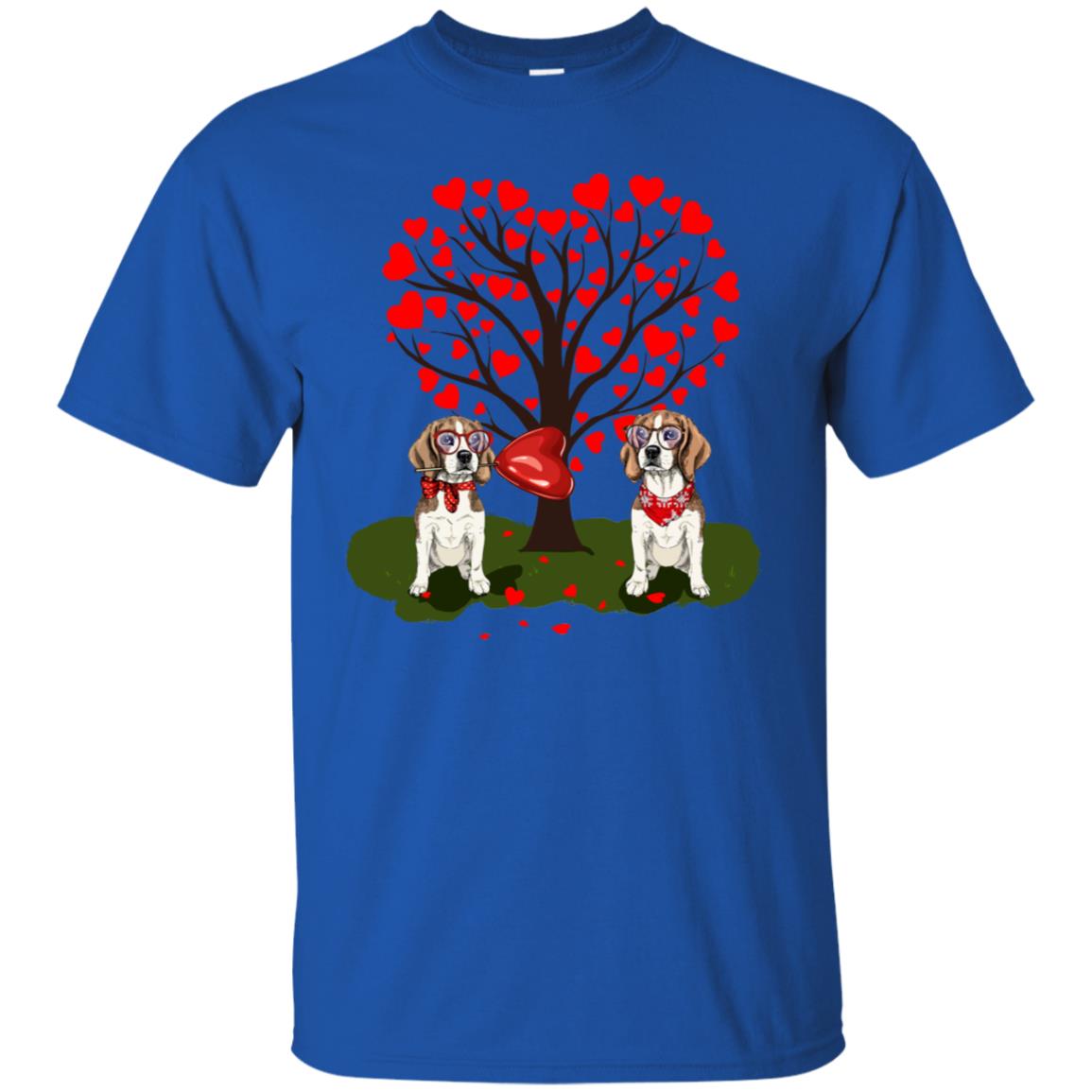 Valentine Beagle Couple Heart Tree Shirt Royal