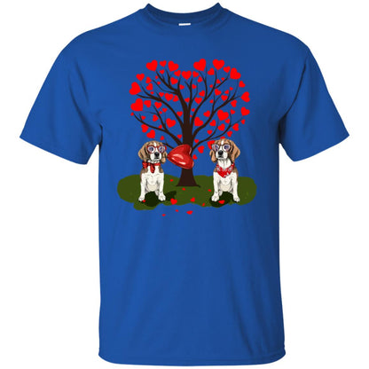 Valentine Beagle Couple Heart Tree Shirt Royal
