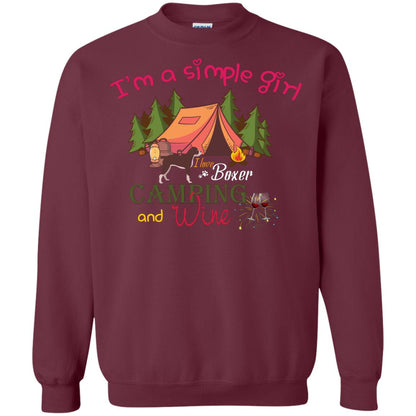 I’m A Simple Girl I Love Boxer Dog Camping And Wine Shirt Maroon