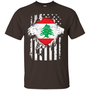 Super Lebanon Hearts American Patriot Flag Lebanese T-shirt