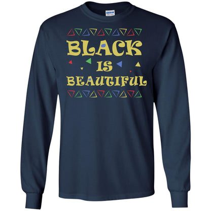 African American T-shirt Black Is Beautiful Navy