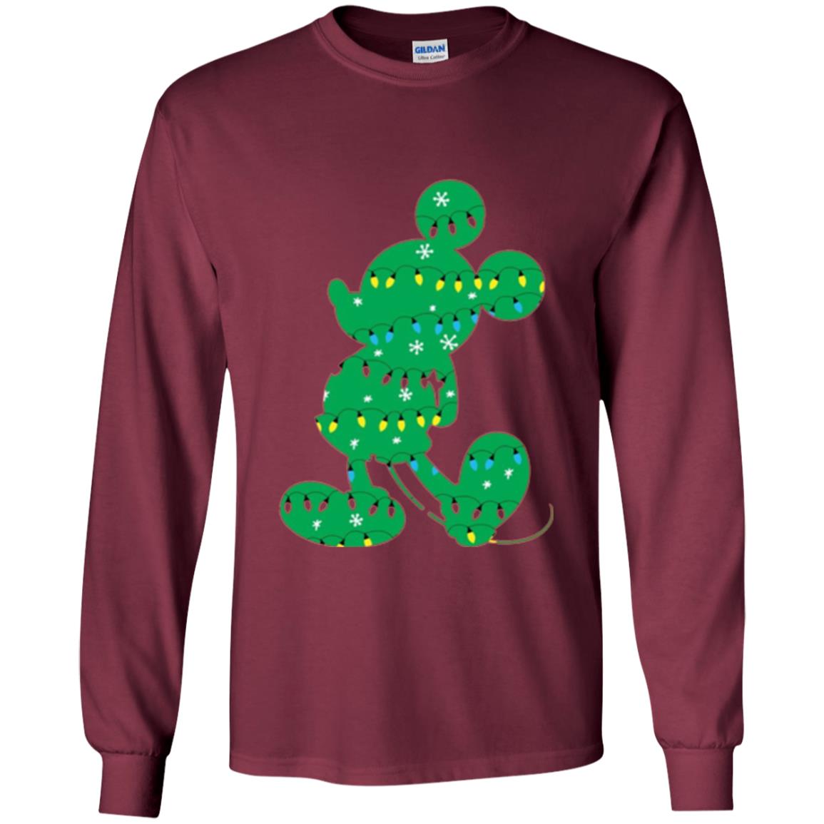 Disney Mickey Mouse Christmas Lights T-shirt Maroon