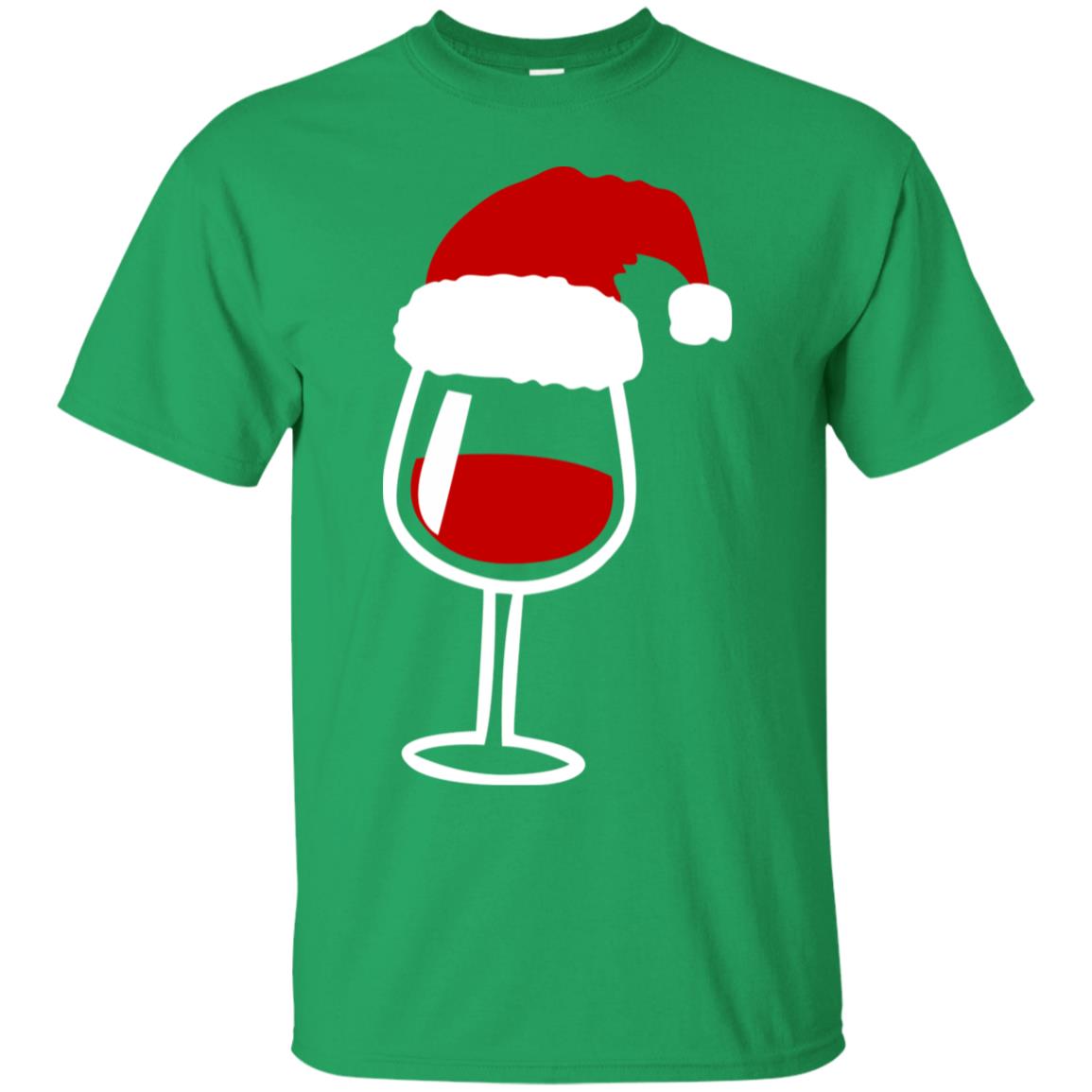 Twinkle Red Wine Glass Santa Hat X-mas Gift Shirt Irish Green
