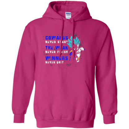 Cowards Never Start The Weak Never Finish Comic T-shirt Heliconia