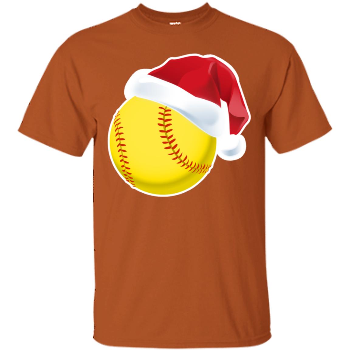 Softball With Santa Claus Hat X-mas Shirt For Softball Lovers Texas Orange