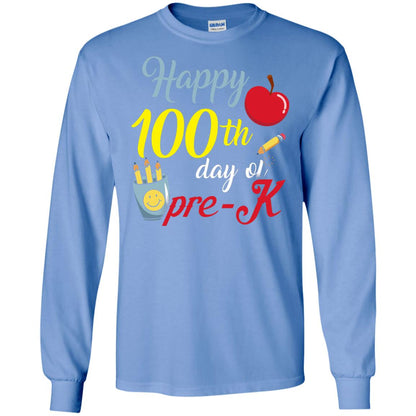 Kindergarter T-shirt Happy 100th Day Of Pre-k Carolina Blue