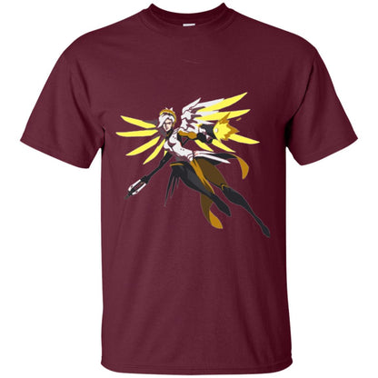 Overwatch Mercy Battle Ready Spray T-shirt Maroon