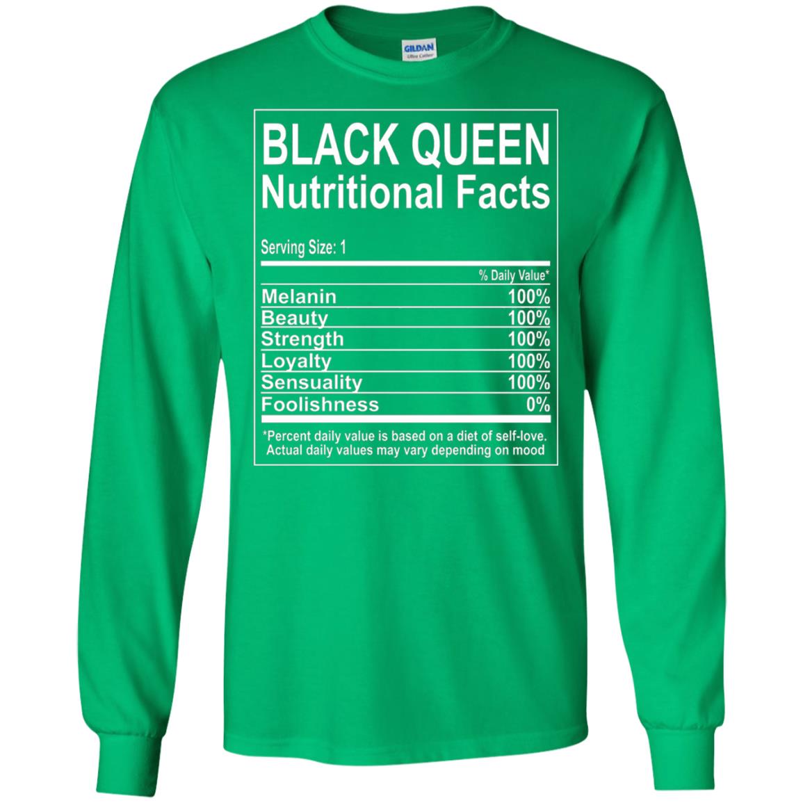 Black Queen Nutritional Facts T-shirt Self Love Irish Green