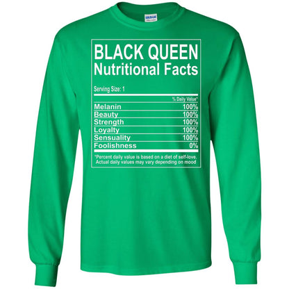 Black Queen Nutritional Facts T-shirt Self Love Irish Green