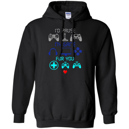 Gamer T-shirt I'd Pause My Game For You Black