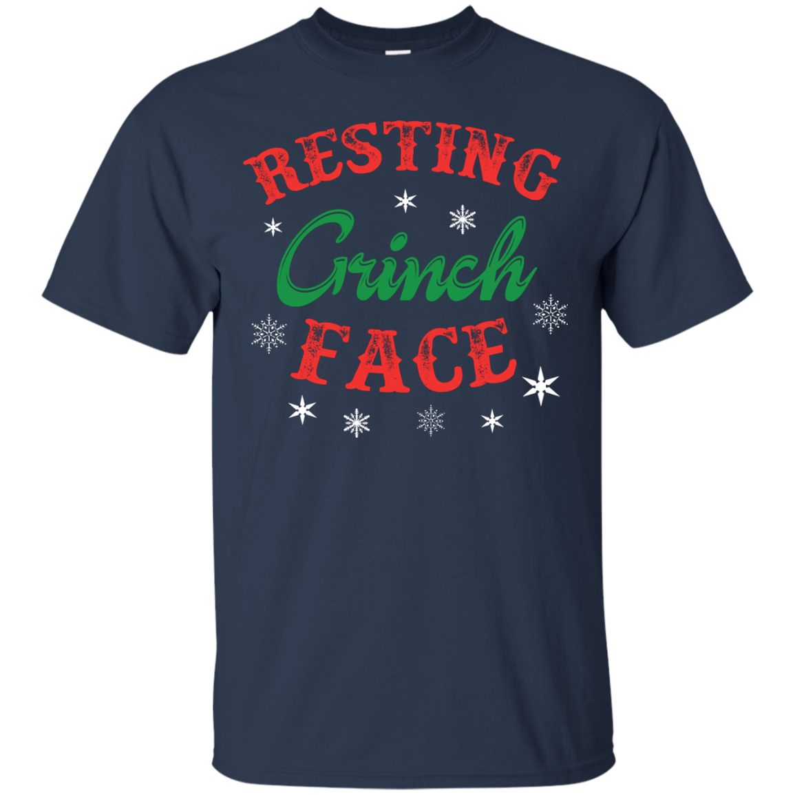 Christmas T-Shirt Resting Grinch Face Navy