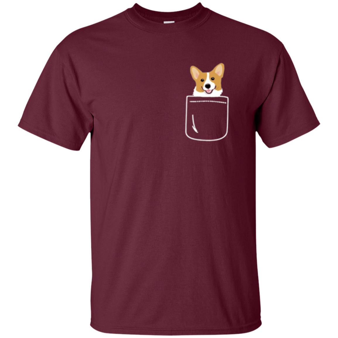Puppy Dog Lover T-shirt Corgi In Your Front Pocket Maroon