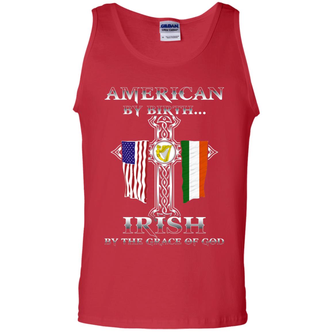 American By Birth Irish By The Grace Of God T-shirt Red