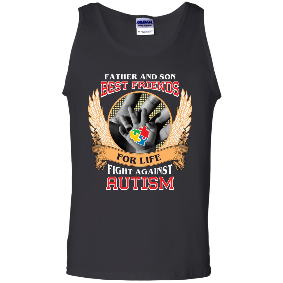 Autism Awareness T-shirt Father And Son Best Friends Black